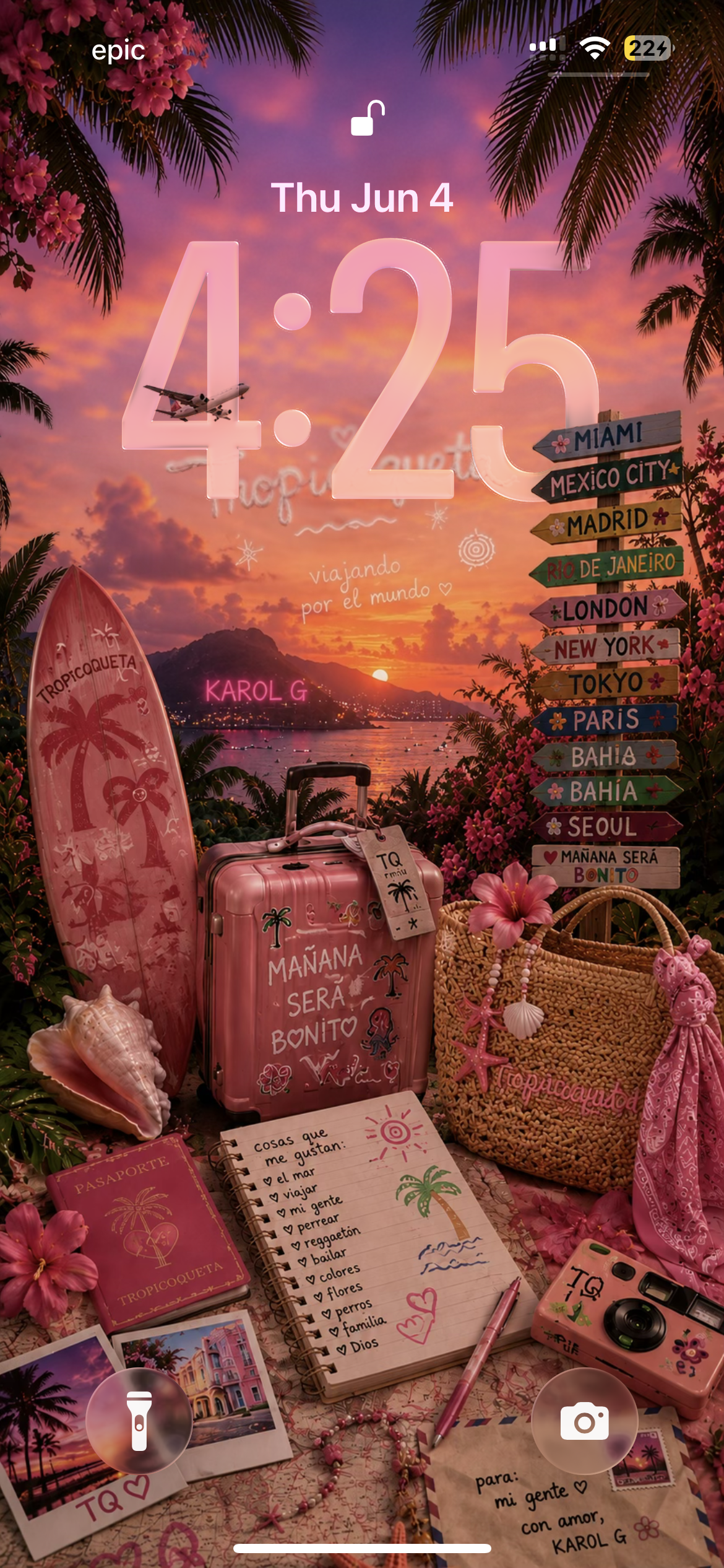 Tropicoqueta Wallpaper | Karol G Inspired Lock Screen | Summer Latina Vibes | iPhone & Android Wallpaper
