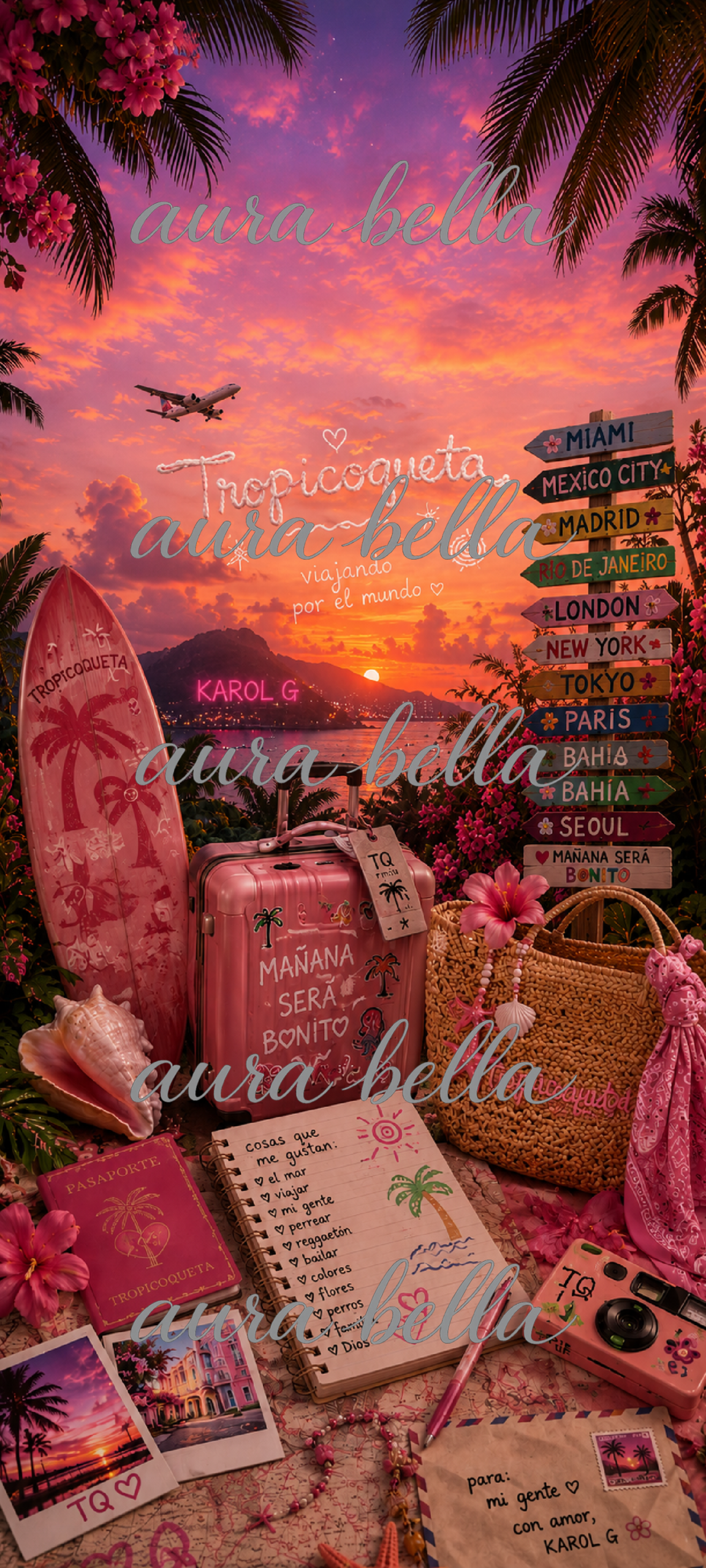 Tropicoqueta Wallpaper | Karol G Inspired Lock Screen | Summer Latina Vibes | iPhone & Android Wallpaper - Image 4