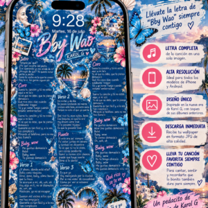 Karol G – Bby Wao 💙 | Wallpaper con letra de la canción para tu teléfono