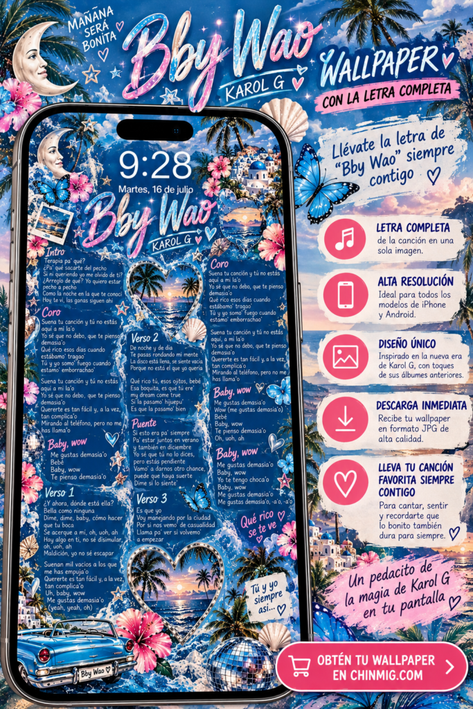 Karol G – Bby Wao 💙 | Wallpaper con letra de la canción para tu teléfono