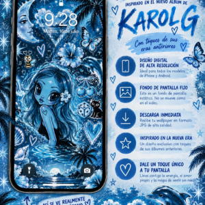 💙 Fondo de Pantalla Inspirado en Karol G – Sueños Bajo la Luna 🌙🦋✨