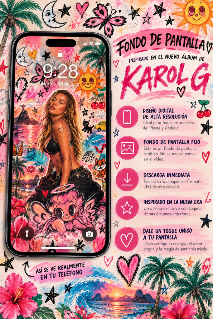 💗 Fondo de Pantalla Inspirado en Karol G – Sueños Tropicales 🌴🦋✨