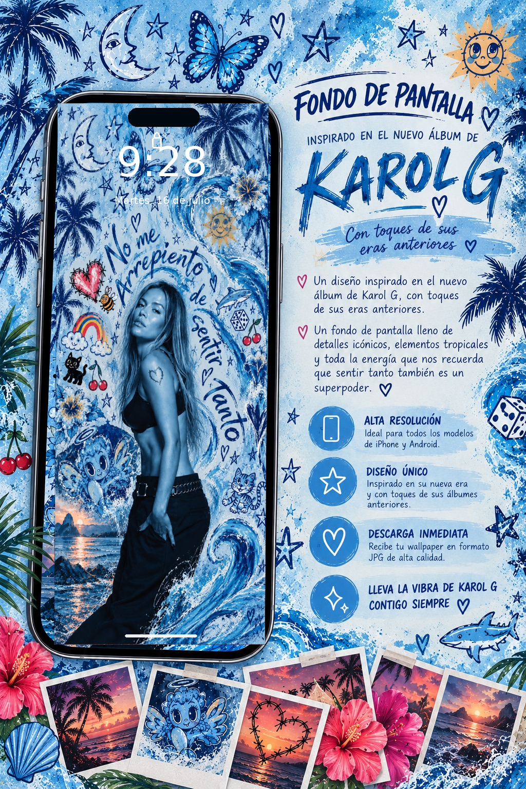 No Me Arrepiento de Sentir Tanto 💙 | Wallpaper Inspirado en Karol G